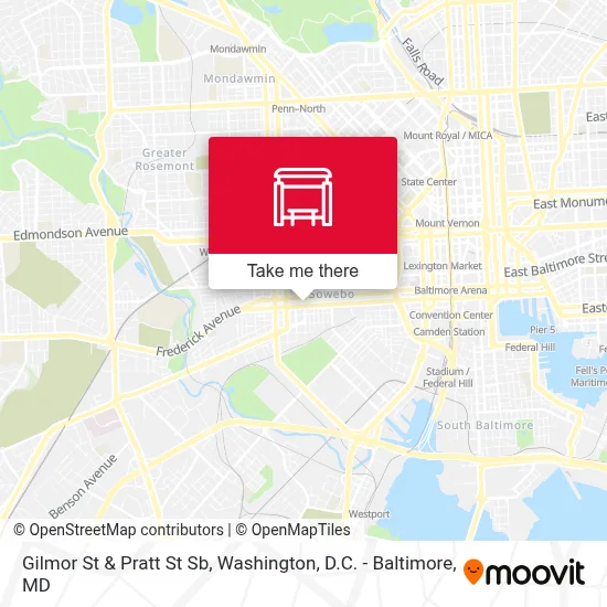 Gilmor St & Pratt St Sb map