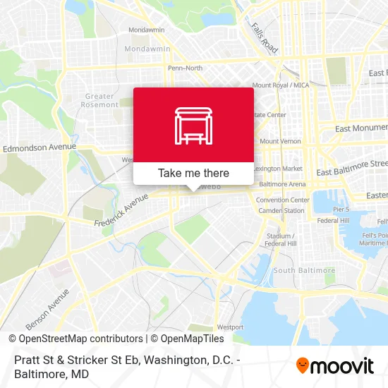 Pratt St & Stricker St Eb map