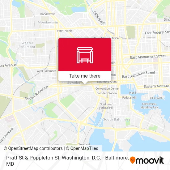 Pratt St & Poppleton St map