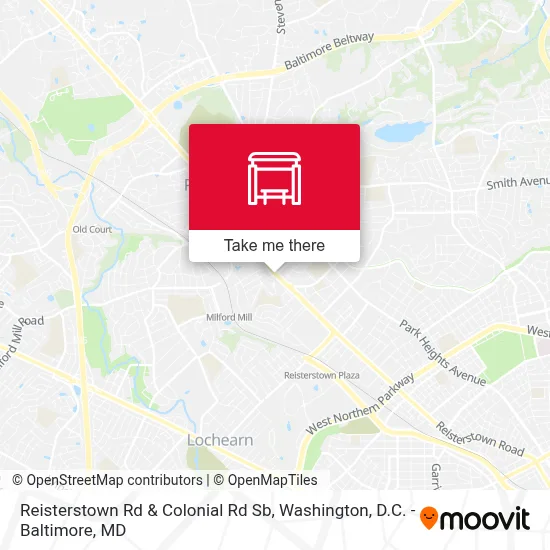 Reisterstown Rd & Colonial Rd Sb map