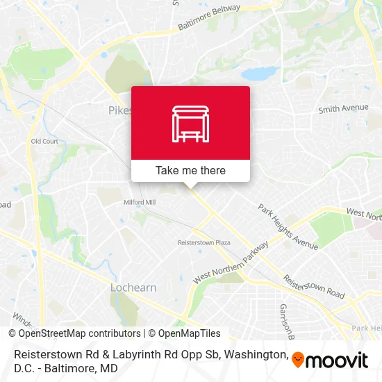 Reisterstown Rd & Labyrinth Rd Opp Sb map