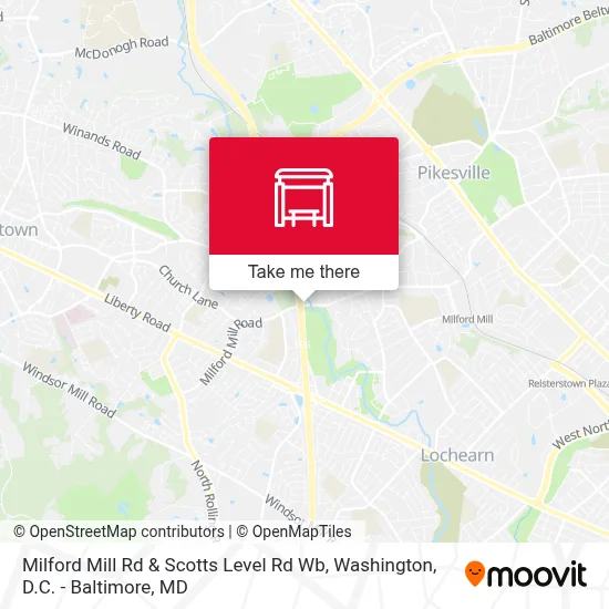 Milford Mill Rd & Scotts Level Rd Wb map
