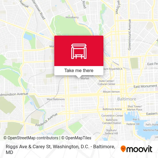 Riggs Ave & Carey St map