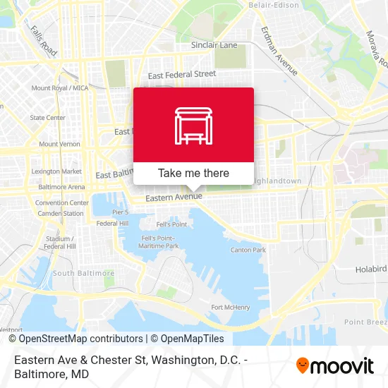 Eastern Ave & Chester St map
