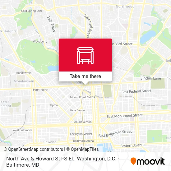 North Ave & Howard St FS Eb map