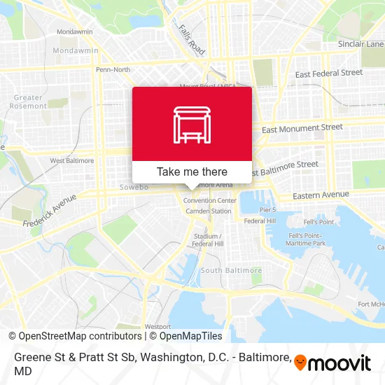 Greene St & Pratt St Sb map