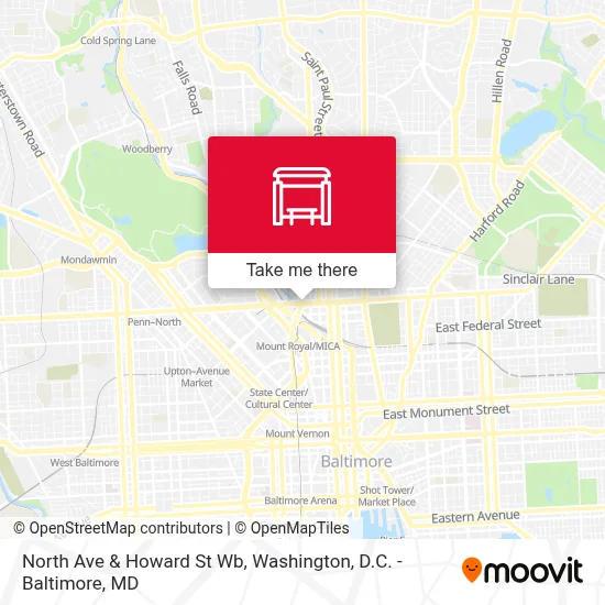 North Ave & Howard St Wb map