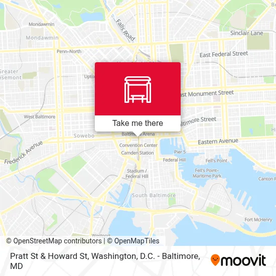 Pratt St & Howard St map
