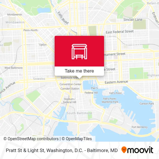 Pratt St & Light St map