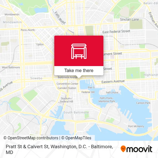Pratt St & Calvert St map