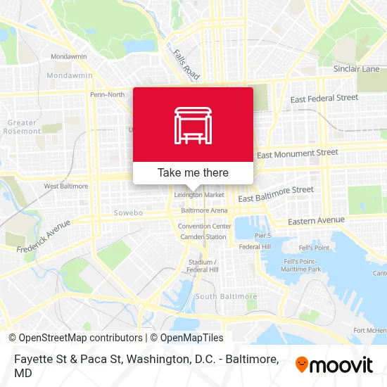 Fayette St & Paca St map