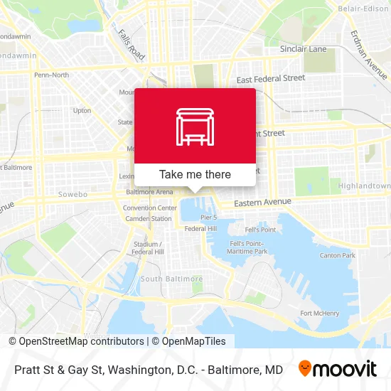 Pratt St & Gay St map