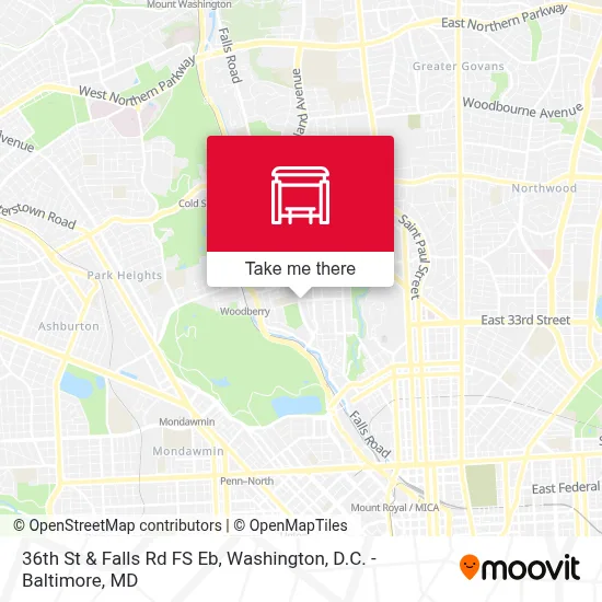 36th St & Falls Rd FS Eb map