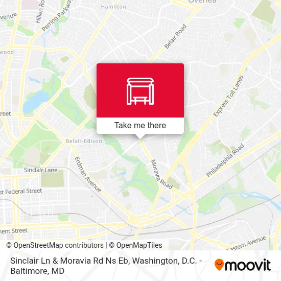 Sinclair Ln & Moravia Rd Ns Eb map