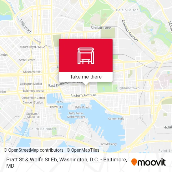 Pratt St & Wolfe St Eb map