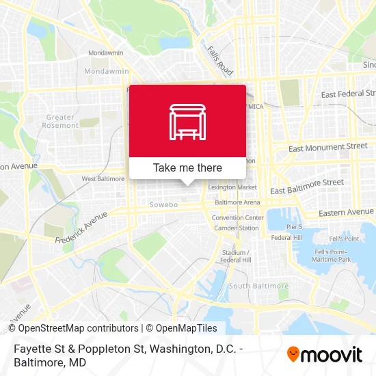 Fayette St & Poppleton St map