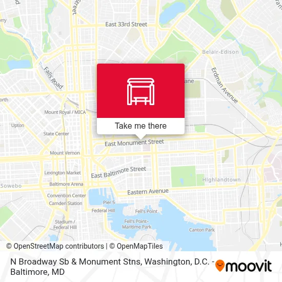 N Broadway Sb & Monument Stns map