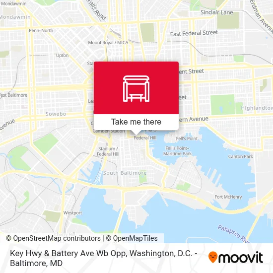 Key Hwy & Battery Ave Wb Opp map