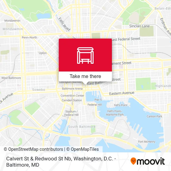 Calvert St & Redwood St Nb map