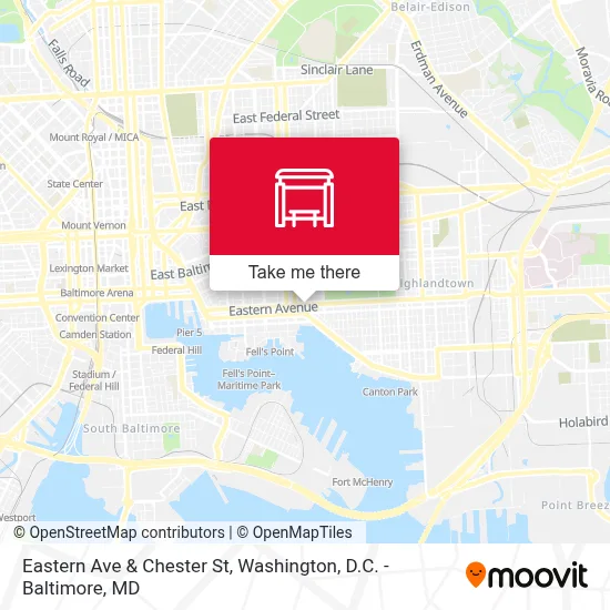 Eastern Ave & Chester St map