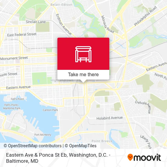 Eastern Ave & Ponca St Eb map