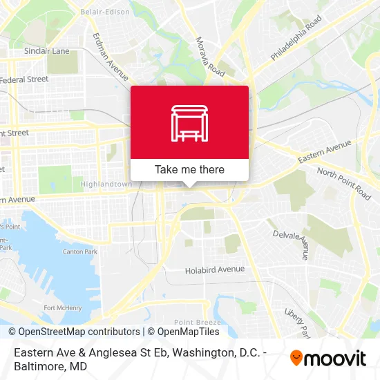Eastern Ave & Anglesea St Eb map