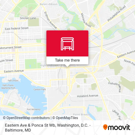 Eastern Ave & Ponca St Wb map