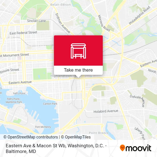 Eastern Ave & Macon St Wb map