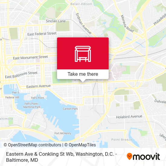Eastern Ave & Conkling St Wb map