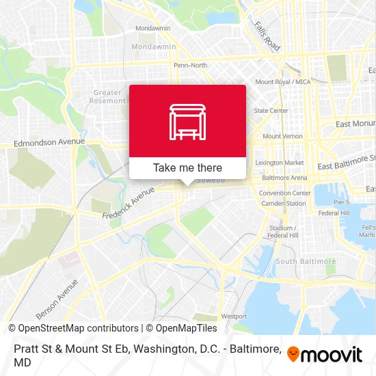 Pratt St & Mount St Eb map
