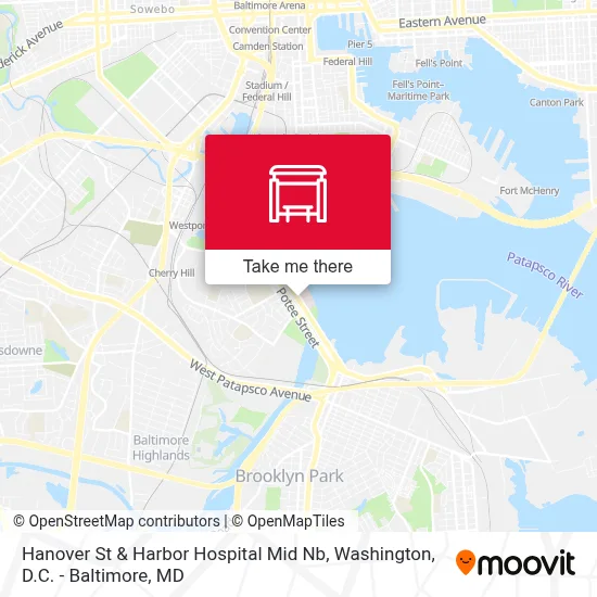 Hanover St & Harbor Hospital Mid Nb map