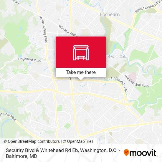 Security Blvd & Whitehead Rd Eb map