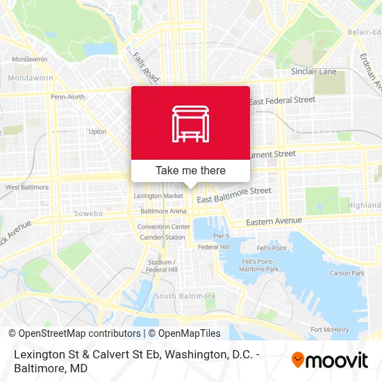 Lexington St & Calvert St Eb map