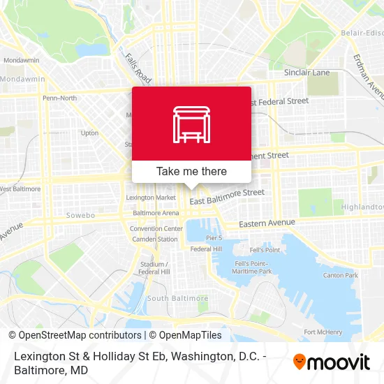 Lexington St & Holliday St Eb map