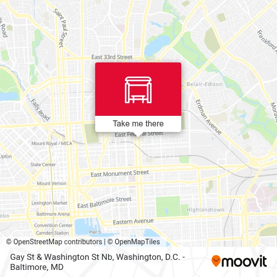 Gay St & Washington St Nb map