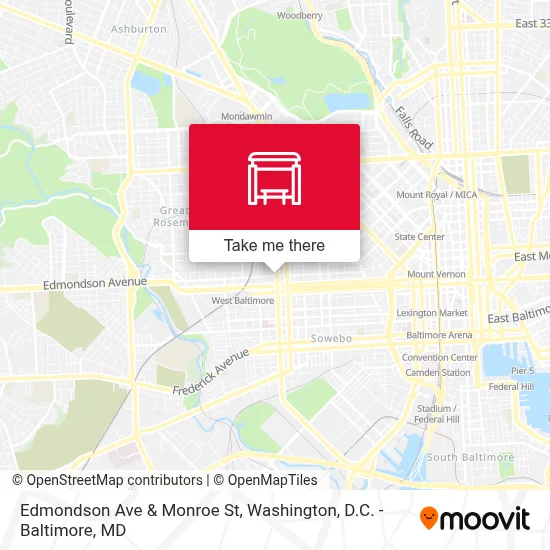 Edmondson Ave & Monroe St map