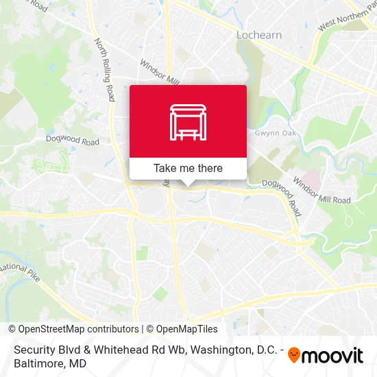 Security Blvd & Whitehead Rd Wb map