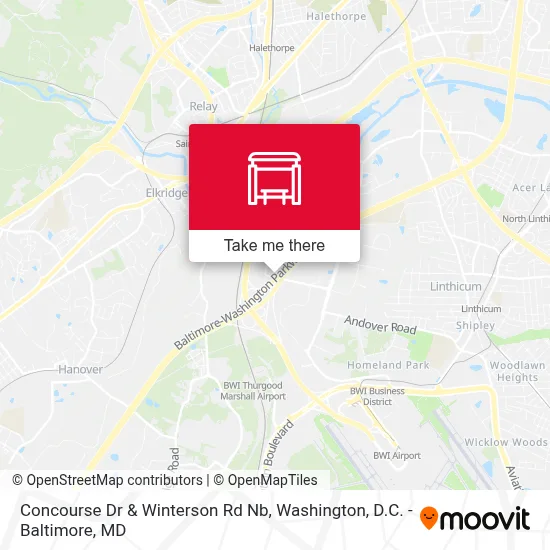 Concourse Dr & Winterson Rd Nb map