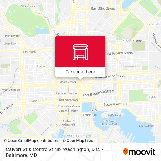 Calvert St & Centre St Nb map