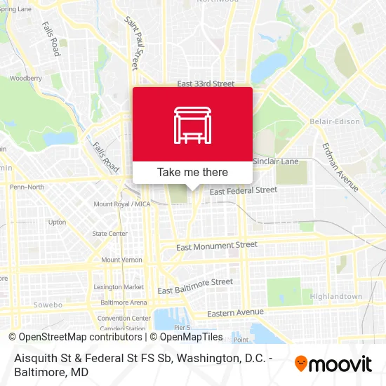 Aisquith St & Federal St FS Sb map