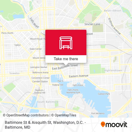 Baltimore St & Aisquith St map