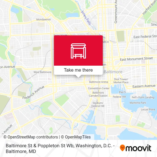Baltimore St & Poppleton St Wb map