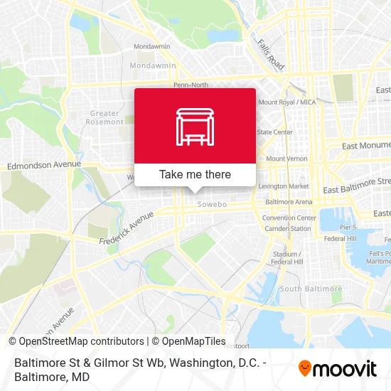 Baltimore St & Gilmor St Wb map