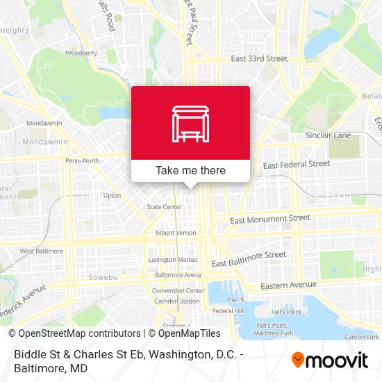 Biddle St & Charles St Eb map