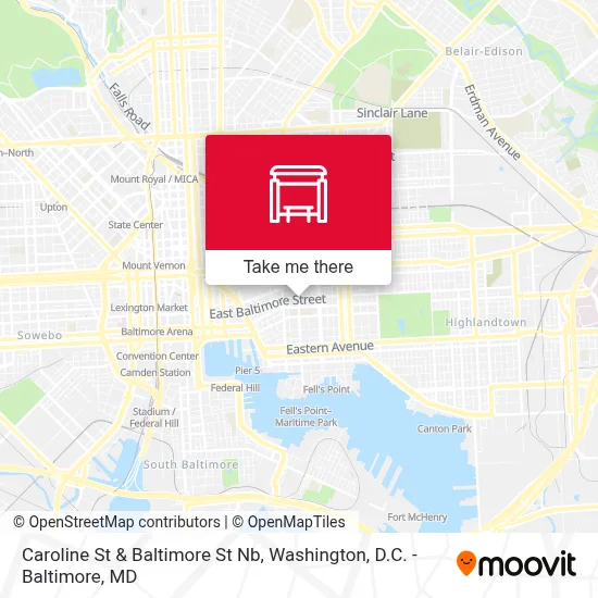 Caroline St & Baltimore St Nb map