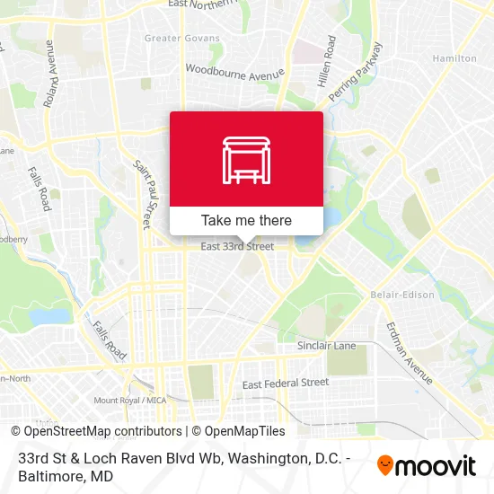 33rd St & Loch Raven Blvd Wb map