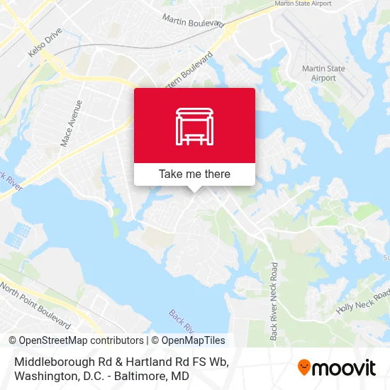Middleborough Rd & Hartland Rd FS Wb map