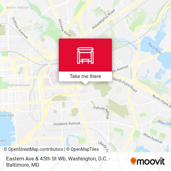 Eastern Ave & 45th St Wb map
