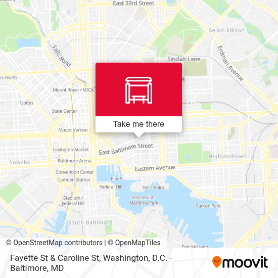 Fayette St & Caroline St map