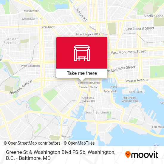 Greene St & Washington Blvd FS Sb map